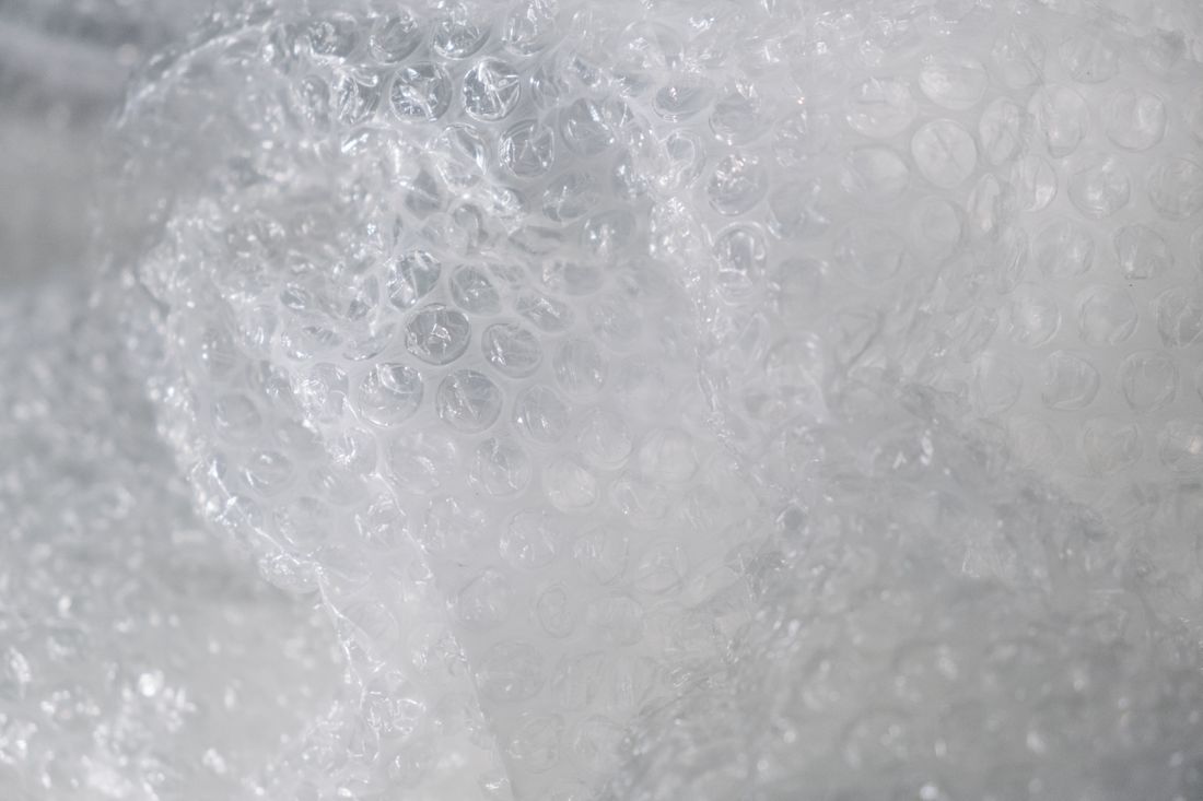 Close-up texture of clear bubble wrap packing material