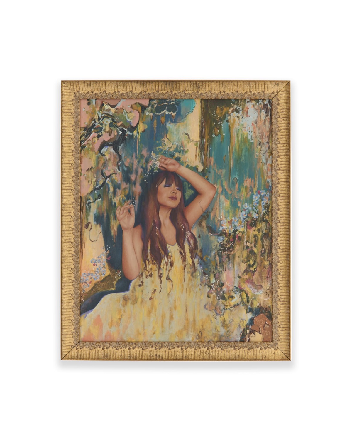 Oil painting in a gilded frame, photographed straight on against a plain white background for documentation
